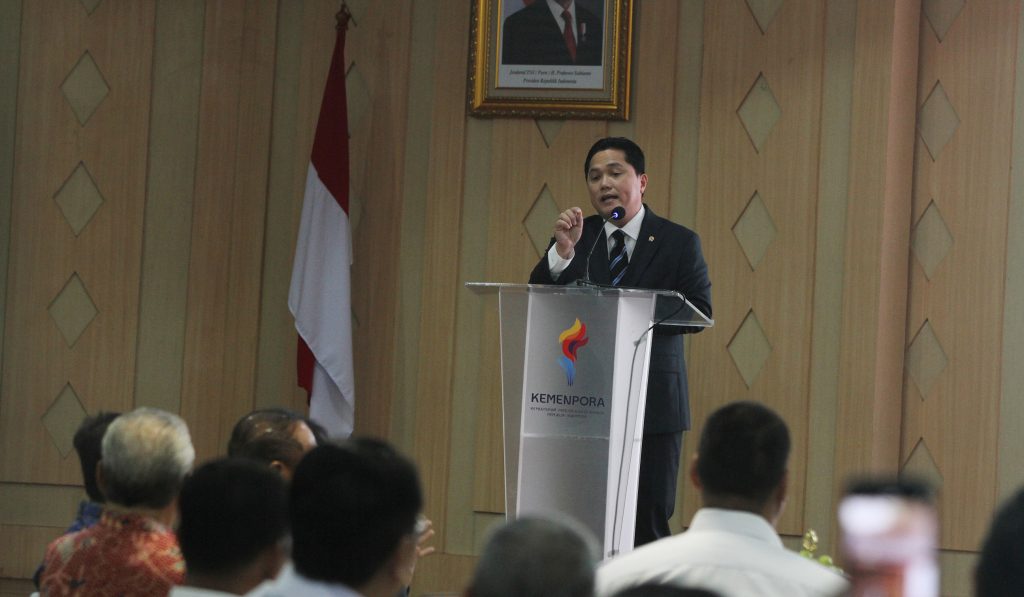 Menpora Erick Thohir mendorong transformasi olahraga nasional menjadi industri ekonomi baru dan pengembangan sport tourism di Kota Bandung