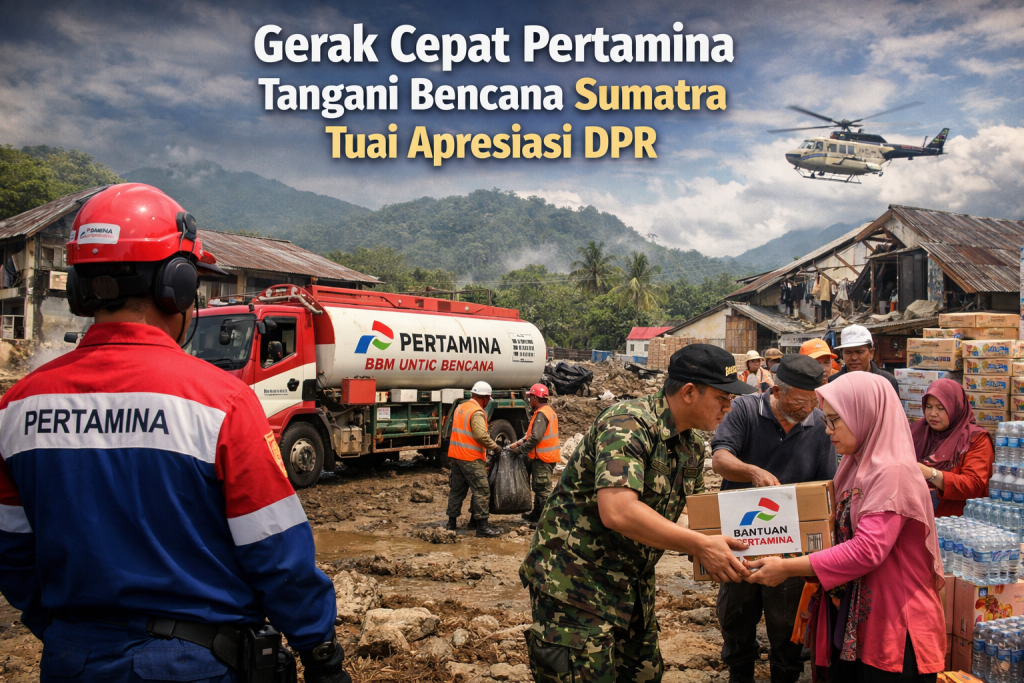 Penyaluran BBM dan bantuan logistik oleh Pertamina di wilayah bencana Sumatra.