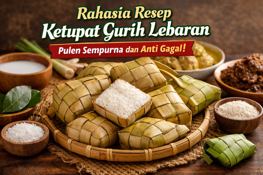 Ketupat gurih Lebaran tersaji di atas nampan