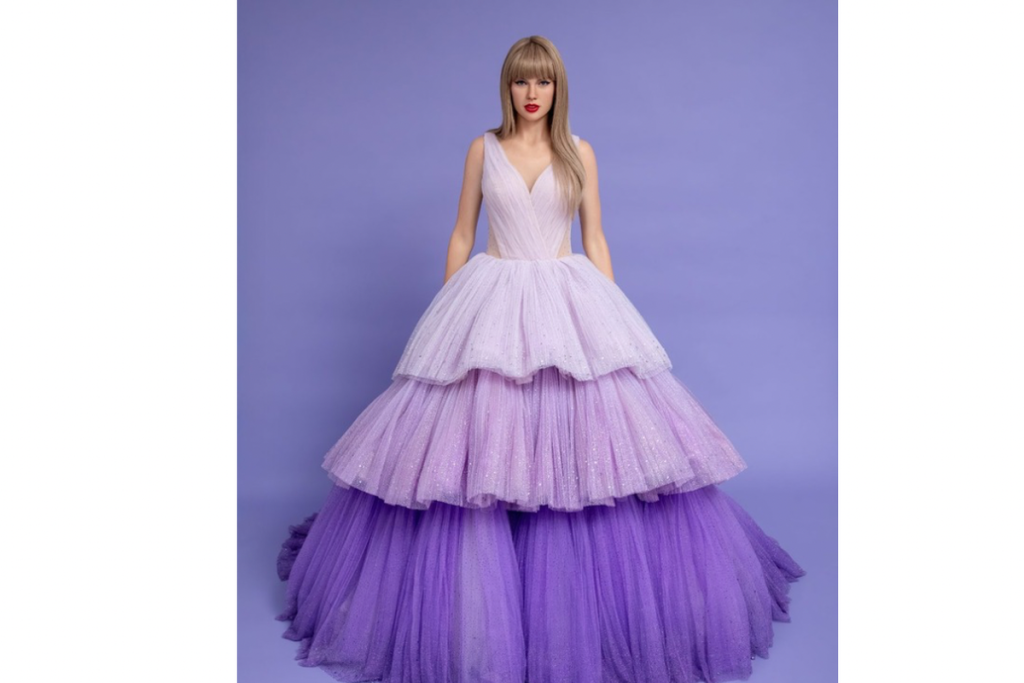 Gaun pengantin Taylor Swift rancangan Christian Dior Haute Couture pada pernikahannya Juli 2026.